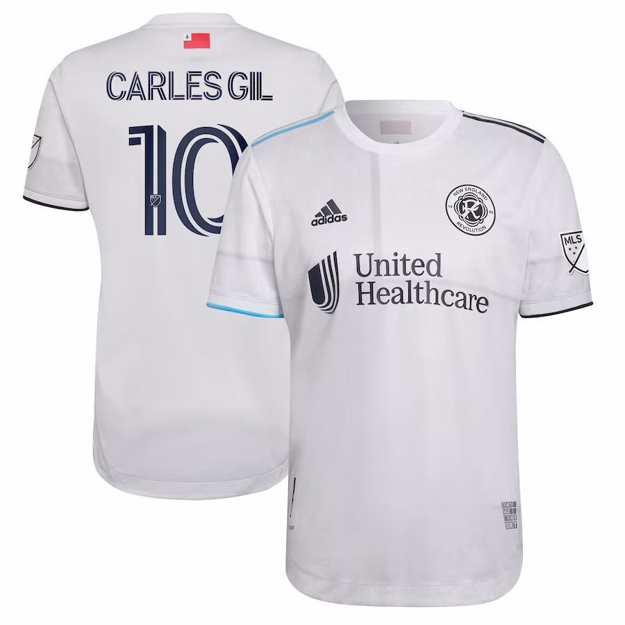 Men's New England Revolution Carles Gil adidas White 2022 Secondary Authentic Player Jersey - Jersey