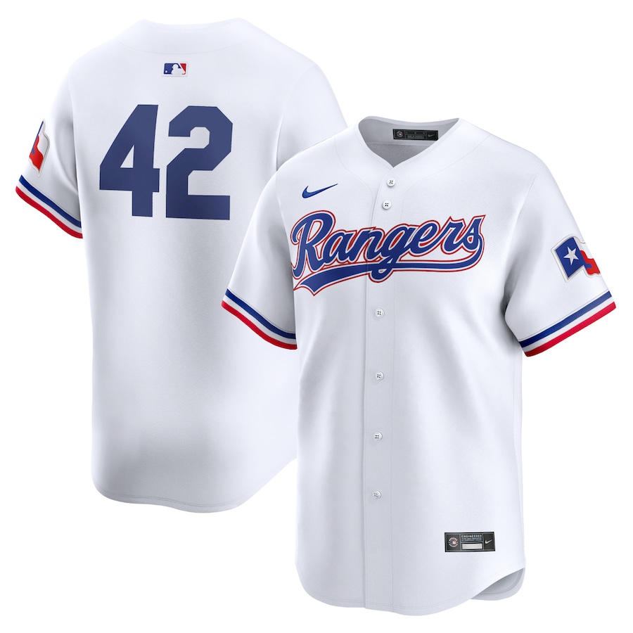 Men's Texas Rangers  Nike White 2024 Jackie Robinson Day Home Limited Jersey - Jersey