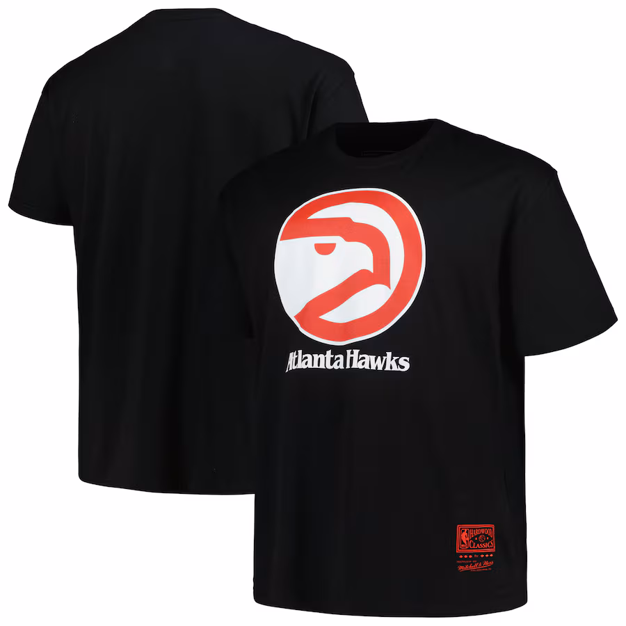 Men's Atlanta Hawks Mitchell & Ness Black Big & Tall Hardwood Classics Vintage Logo T-Shirt - Jersey