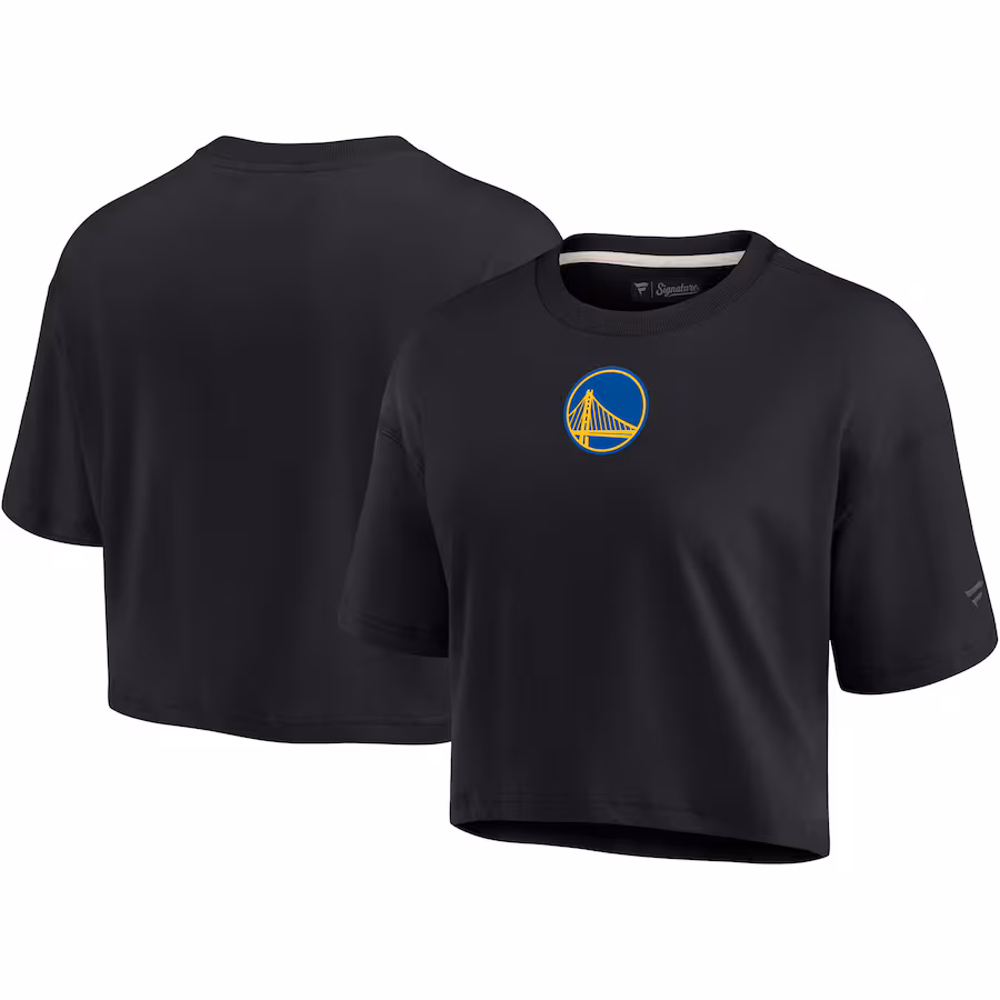 Women's Golden State Warriors Fanatics Black Elements Super Soft Boxy Cropped T-Shirt - Jersey