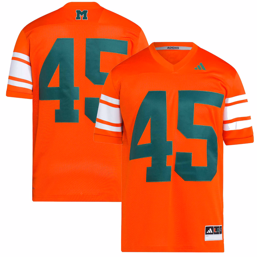 Men's adidas  #45 Orange Miami Hurricanes Football Icon Premier Jersey - Jersey
