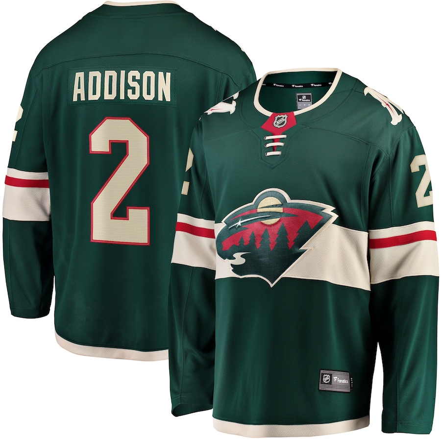 Men's Minnesota Wild Calen Addison Fanatics Green Home Breakaway Player Jersey - Jersey