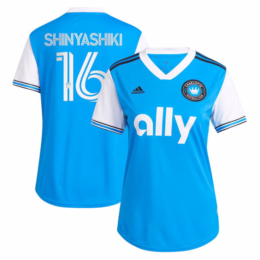Women's Charlotte FC Andre Shinyashiki adidas Blue 2022 Primary Replica Player Jersey - Jersey