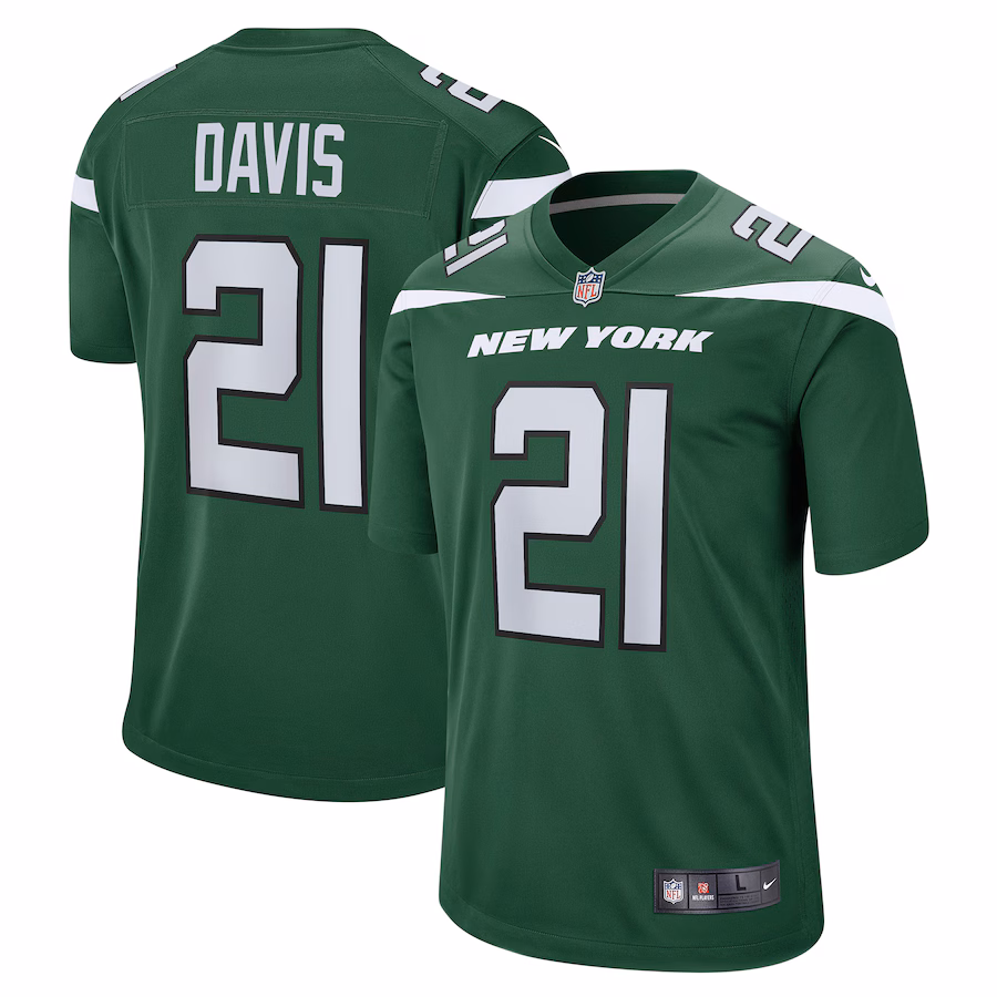 Men's New York Jets Ashtyn Davis Nike Gotham Green Game Player Jersey - Jersey