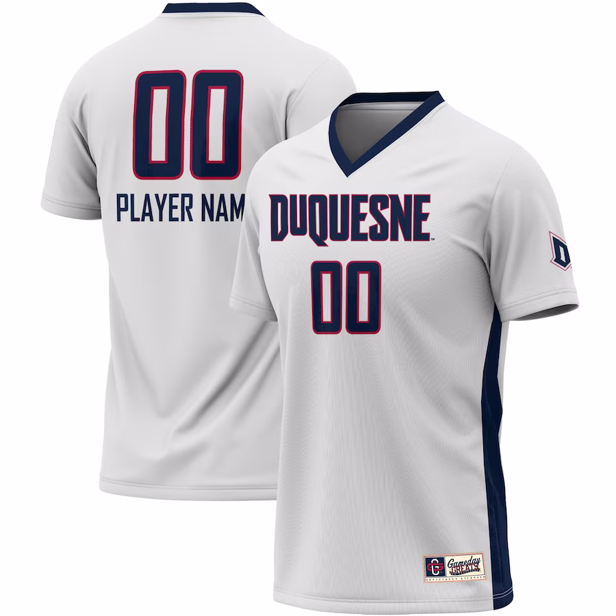 Duquesne Dukes GameDay Greats Unisex NIL Pick-A-Player Lightweight Soccer Jersey – White - Jersey