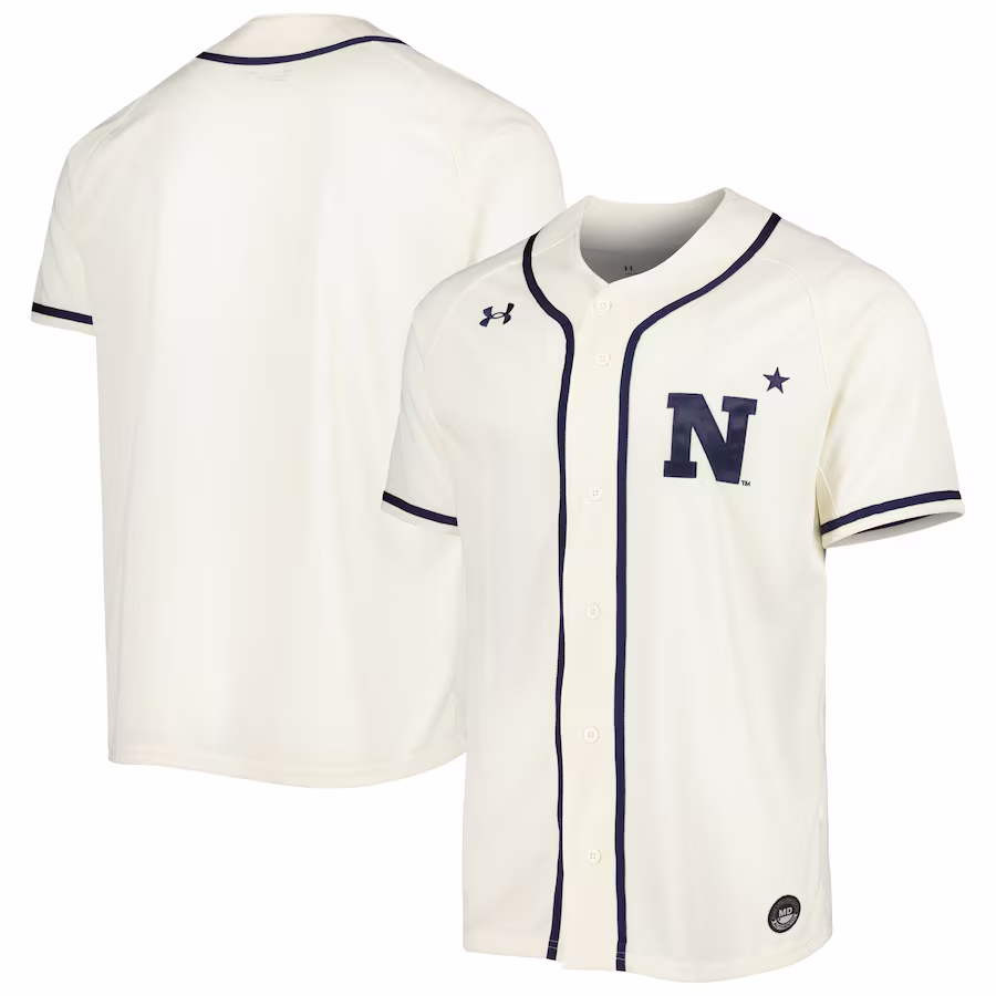 Navy Midshipmen Under Armour Replica Baseball Jersey - Cream - Jersey