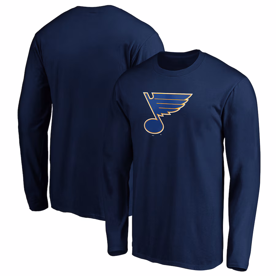 Men's St. Louis Blues Navy Primary Logo Long Sleeve T-Shirt - Jersey