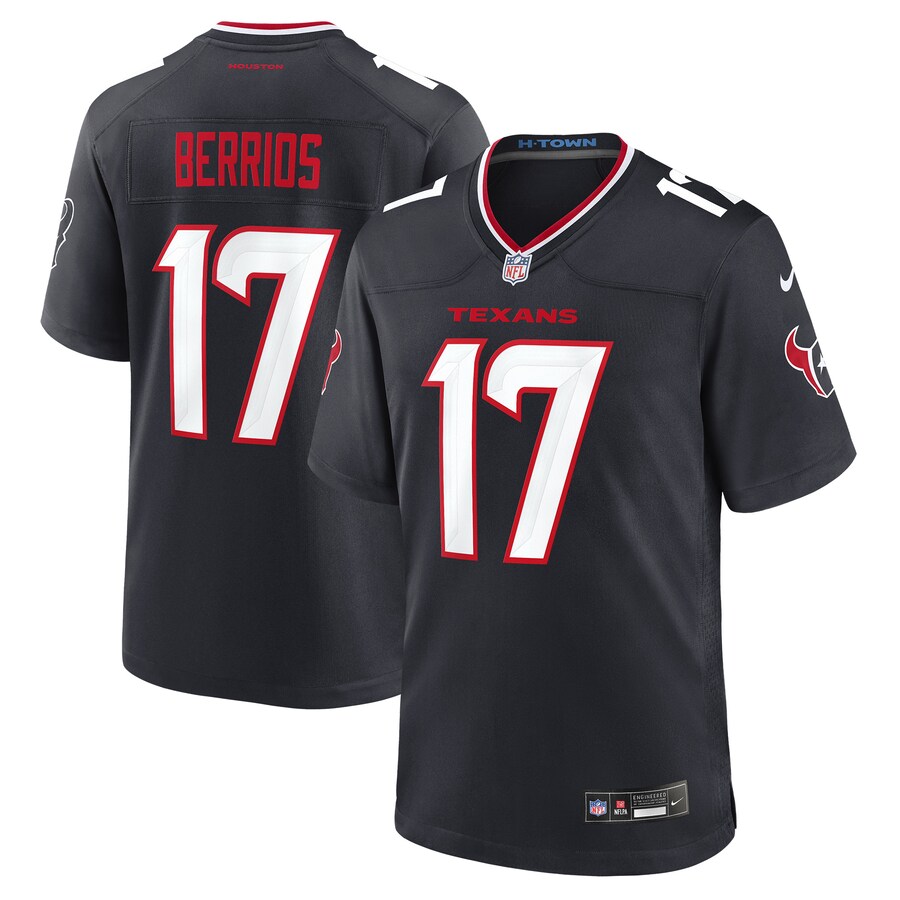 Men's Houston Texans Braxton Berrios Nike Navy Team Game Jersey - Jersey