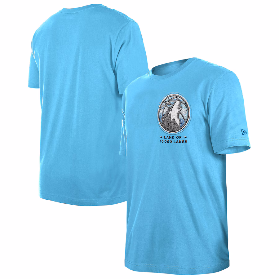 Men's Minnesota Timberwolves  New Era Blue 2024/25 City Edition Chenille Heavyweight T-Shirt - Jersey