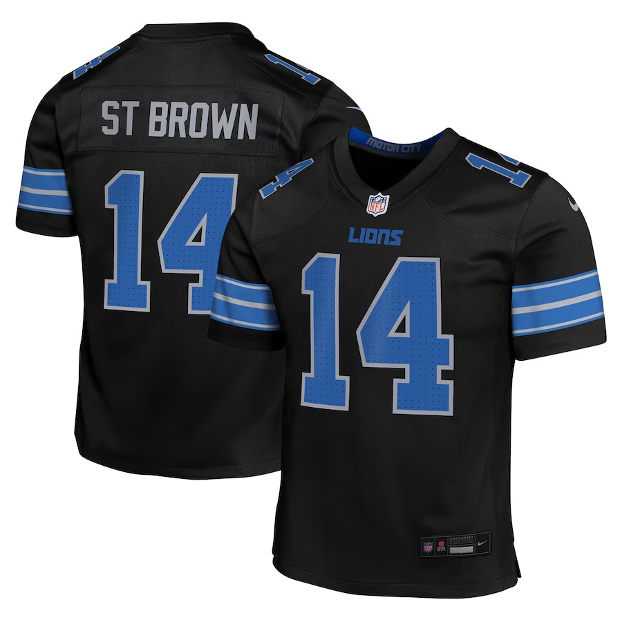 Youth Detroit Lions Amon-Ra St. Brown Nike Black Alternate Player Game Jersey - Jersey