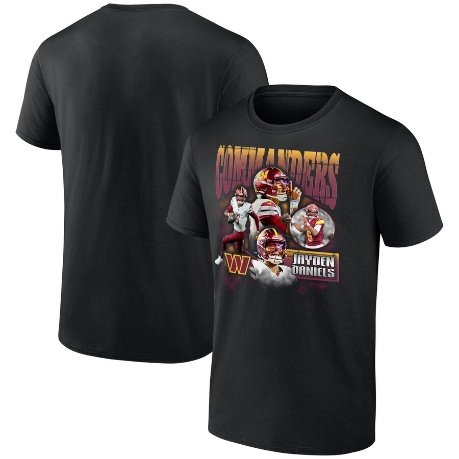Men's Washington Commanders Jayden Daniels Black Notorious T-Shirt - Jersey