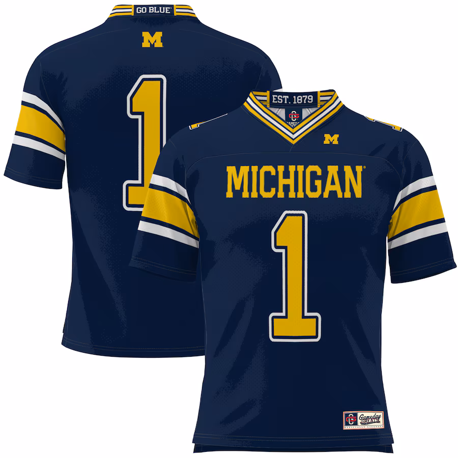 Men's GameDay Greats #1 Navy Michigan Wolverines Football Jersey - Jersey