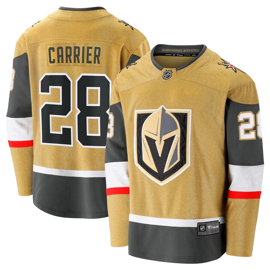 Men's Vegas Golden Knights William Carrier Fanatics Branded Gold Home Breakaway Jersey - Jersey