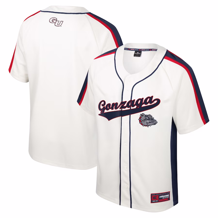 Gonzaga Bulldogs Colosseum Ruth Button-Up Baseball Jersey - Cream - Jersey