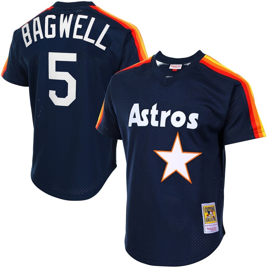 Men's Houston Astros Jeff Bagwell Mitchell & Ness Navy Cooperstown Mesh Batting Practice Jersey - Jersey