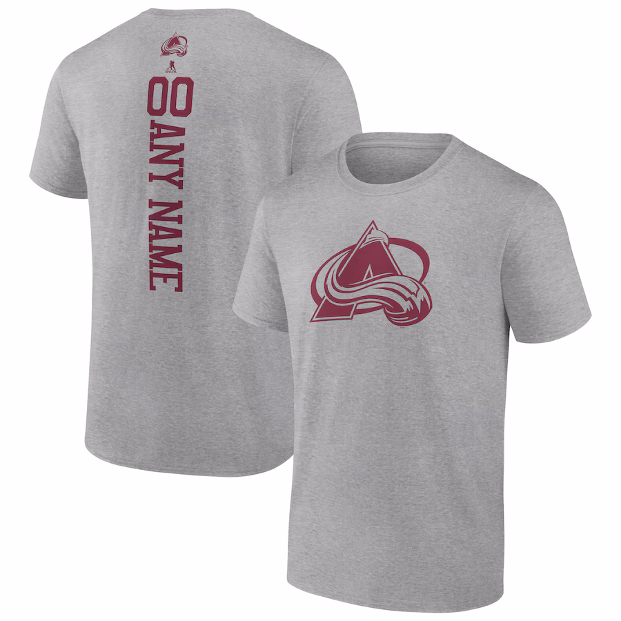 Men's Colorado Avalanche Heather Gray Personalized Name & Number T-Shirt - Jersey