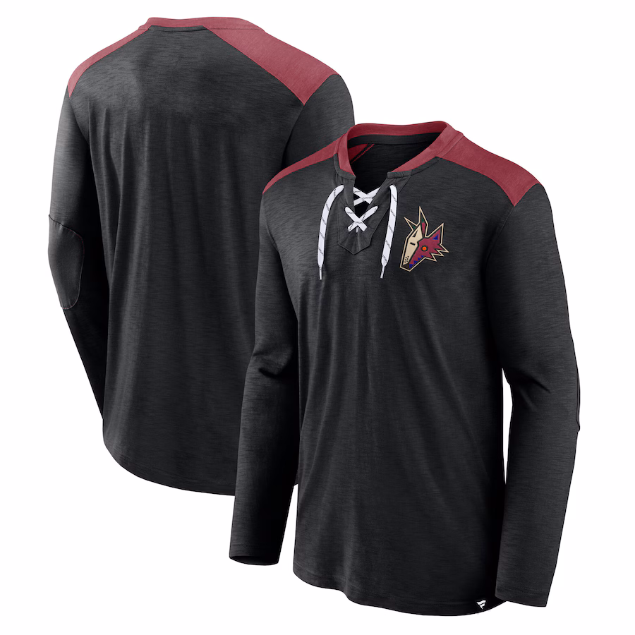 Men's Arizona Coyotes Fanatics Black Special Edition 2.0 Long Sleeve Lace-Up T-Shirt - Jersey