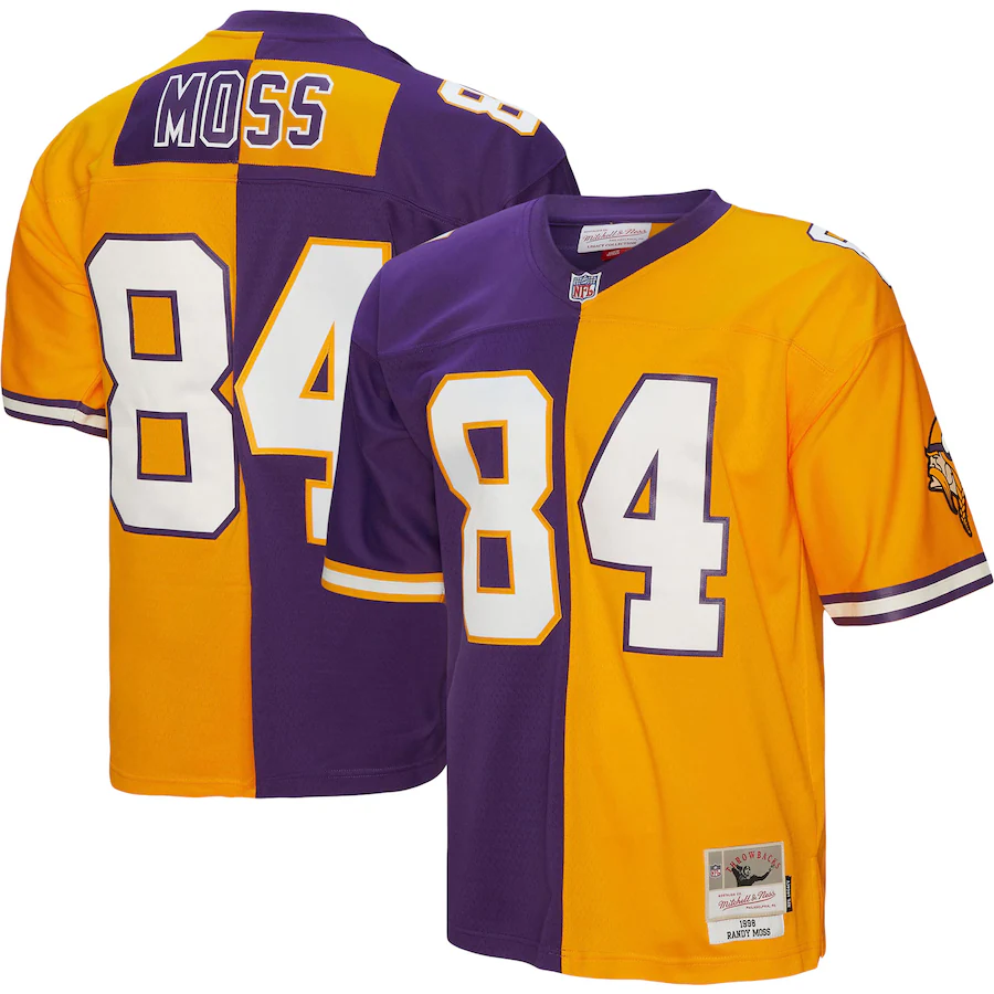 Men's Minnesota Vikings Randy Moss Mitchell & Ness Purple/Gold 1998 Split Legacy Replica Jersey - Jersey