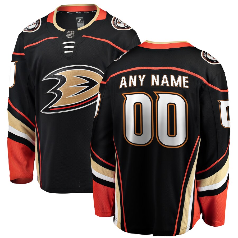 Men's Anaheim Ducks Fanatics Branded Black Home Breakaway Custom Jersey - Jersey