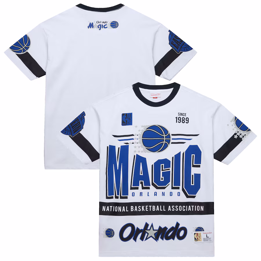 Unisex Orlando Magic  Mitchell & Ness White Hardwood Classics Vintage Team Origins Premium T-Shirt - Jersey