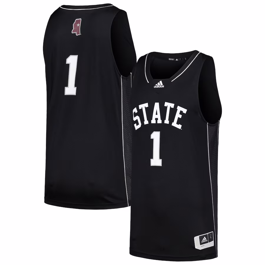 #1 Mississippi State Bulldogs adidas Swingman Basketball Jersey - Black - Jersey