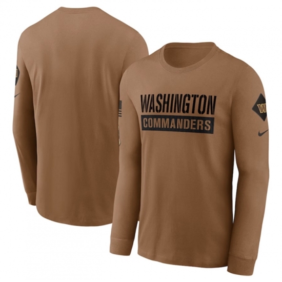 Men's Washington Commanders 2023 Brown Salute To Service Long Sleeve T Shirt - Jersey