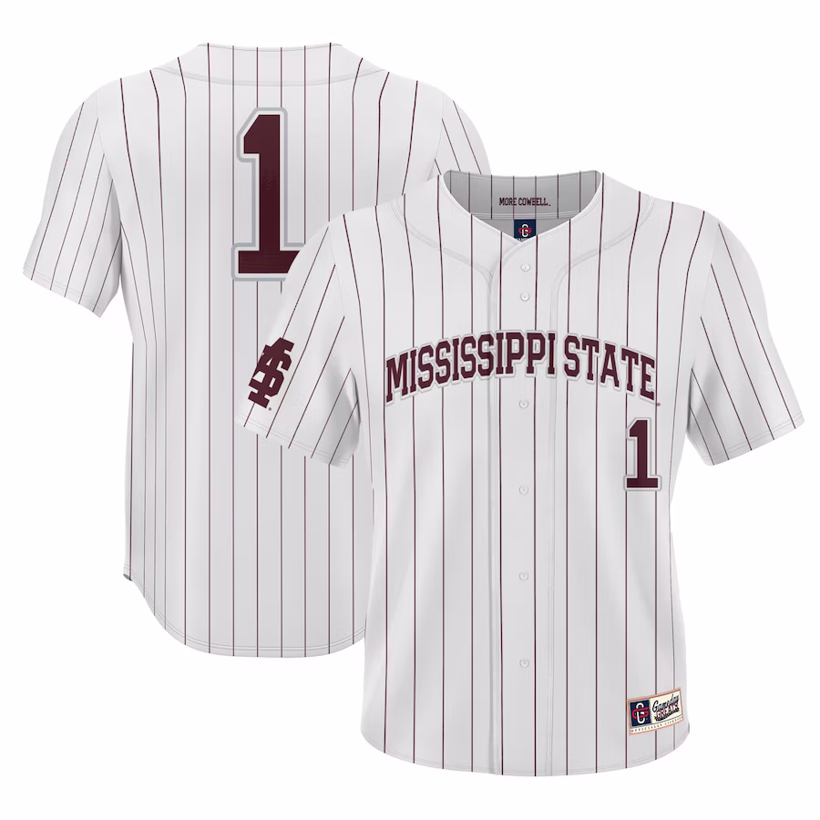 #1 Mississippi State Bulldogs GameDay Greats Youth Lightweight Baseball Jersey - White - Jersey