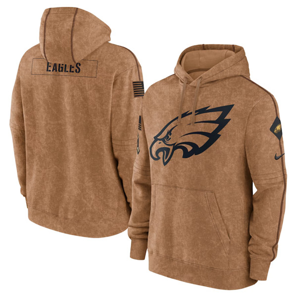 Men's Philadelphia Eagles 2023 Brown Salute to Service Pullover Hoodie - Jersey