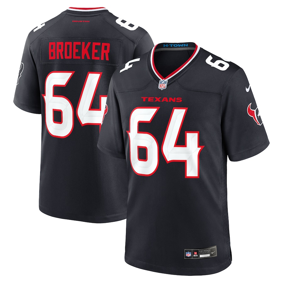 Men's Houston Texans Nick Broeker Nike Navy Team Game Jersey - Jersey