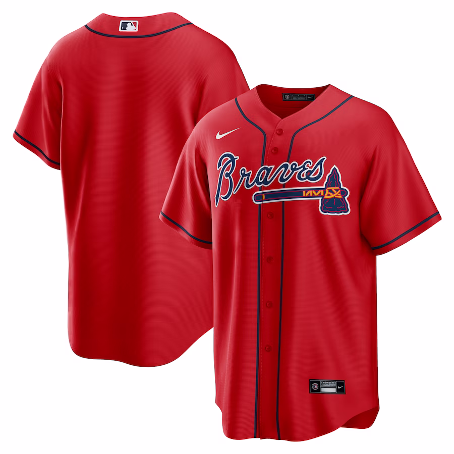 Men's Atlanta Braves Nike Red Alternate Replica Team Jersey - Jersey