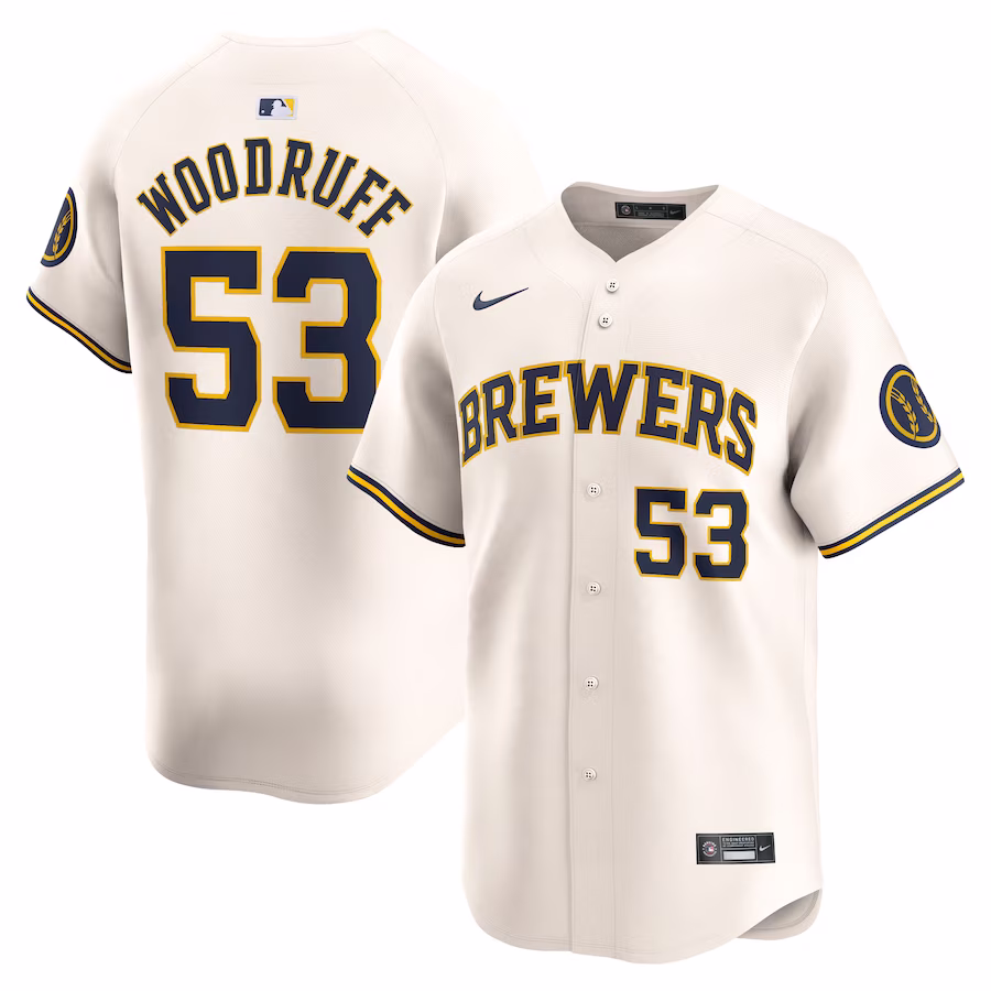 Men's Milwaukee Brewers Brandon Woodruff Nike Cream Home Limited Player Jersey - Jersey