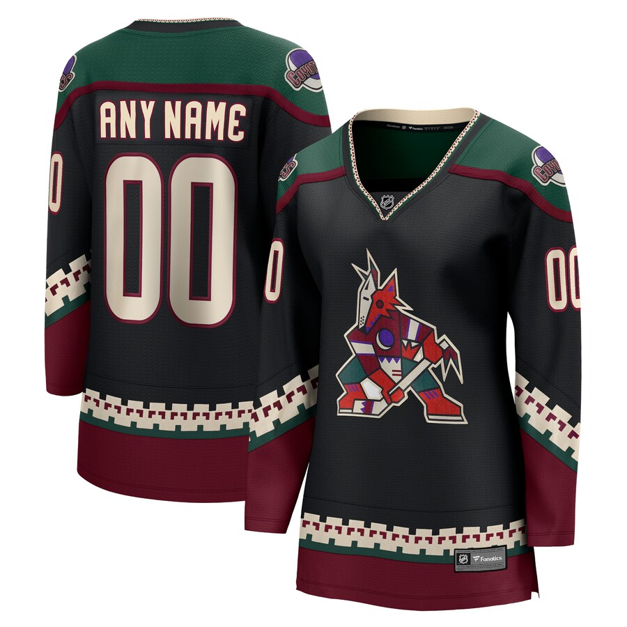 Women's Arizona Coyotes Fanatics Branded Black 2021/22 Home Breakaway Custom Jersey - Jersey
