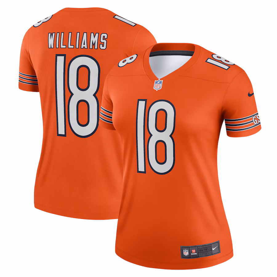 Women's Chicago Bears Caleb Williams Nike  Orange Alternate Legend Player Performance Top - Jersey