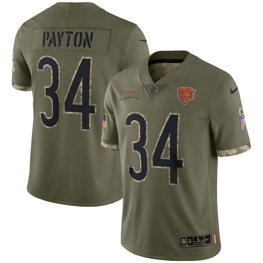 Men's Chicago Bears Walter Payton Nike Olive Salute To Service Retired Player Limited Jersey - Jersey