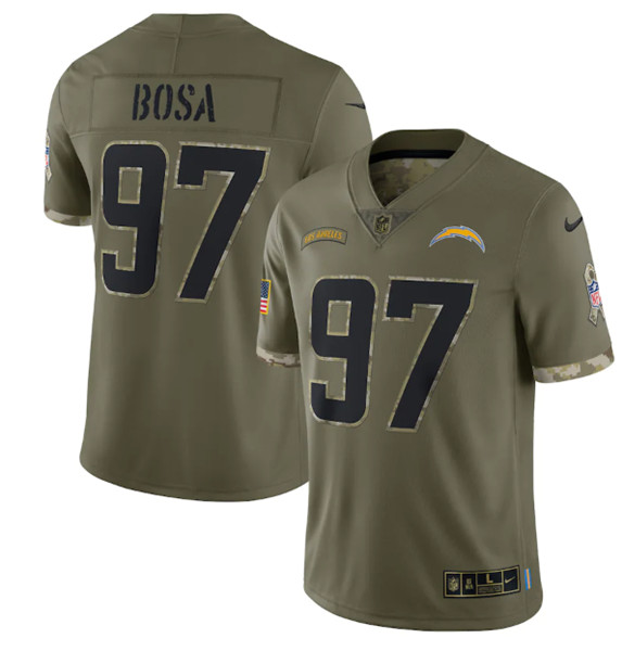 Men's Los Angeles Chargers #97 Joey Bosa 2022 Olive Salute To Service Limited Stitched Jersey - Jersey