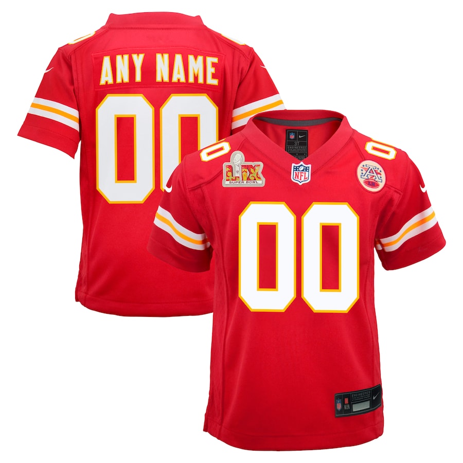 Youth Kansas City Chiefs Nike Red Super Bowl LIX Custom Team Game Jersey - Jersey