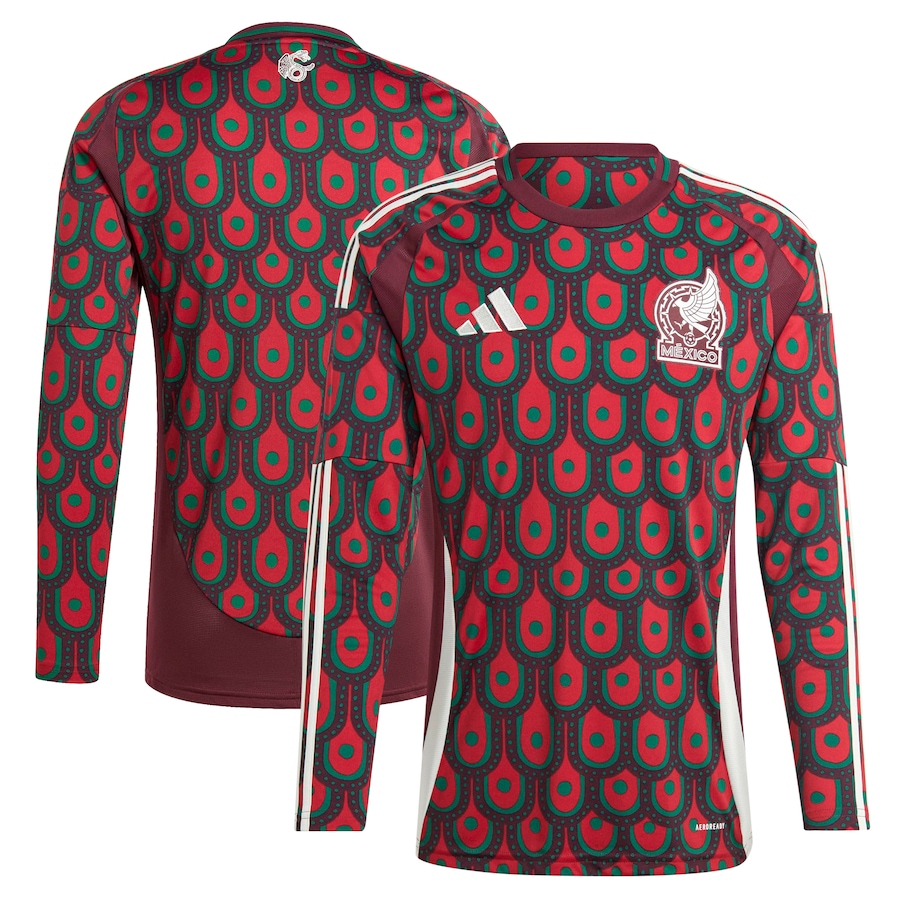 Men's Mexico National Team  adidas Burgundy 2024 Home Replica Long Sleeve Jersey - Jersey