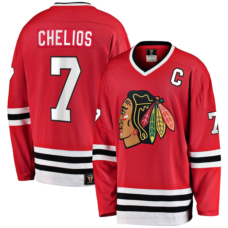 Men's Chicago Blackhawks Chris Chelios Fanatics Branded Red Premier Breakaway Retired Player Jersey - Jersey