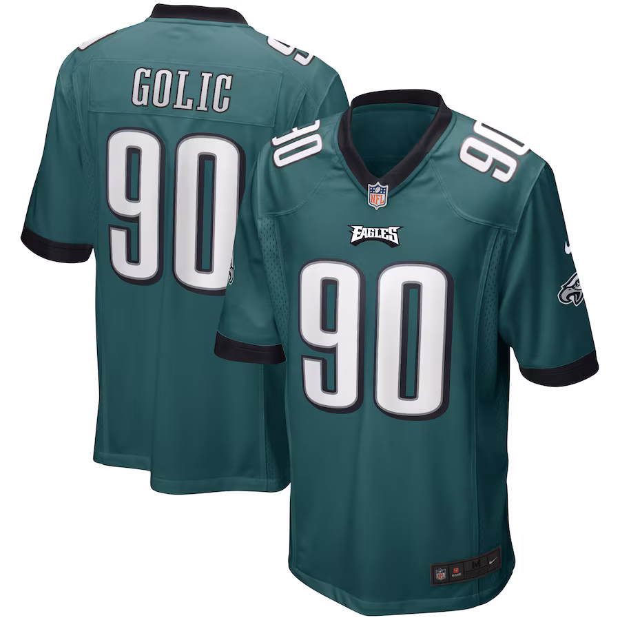 Men's Philadelphia Eagles Mike Golic Nike Midnight Green Game Retired Player Jersey - Jersey