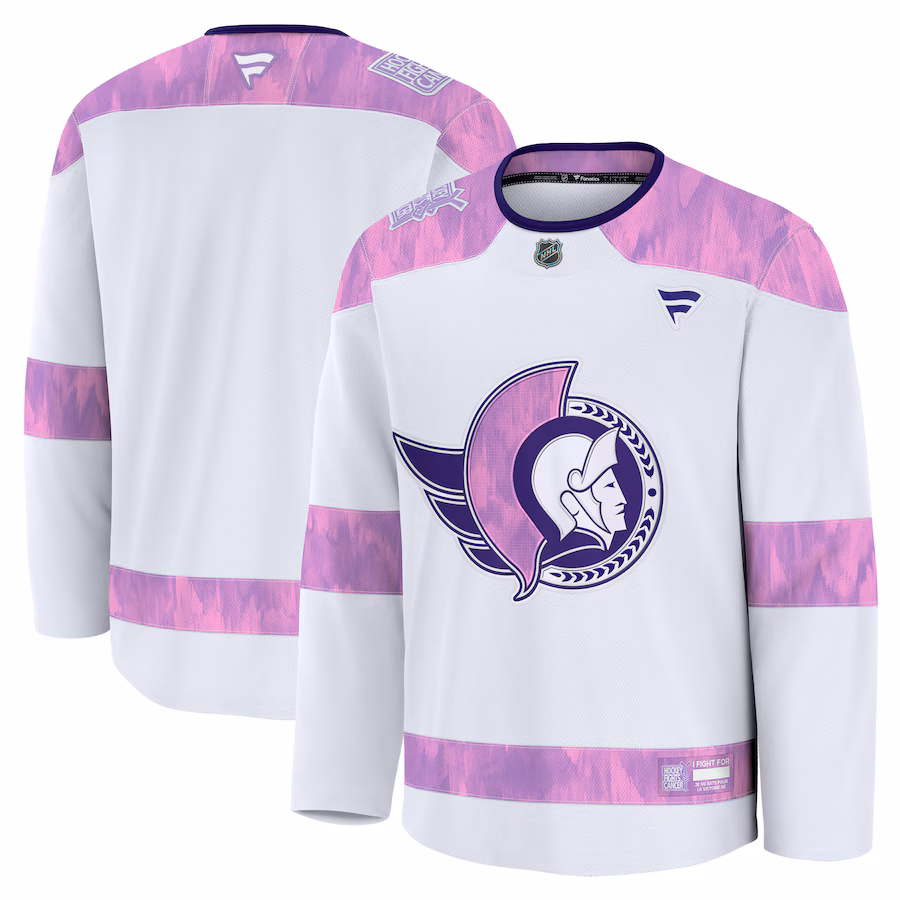 Men's Ottawa Senators Fanatics White 2024 Hockey Fights Cancer Practice Jersey - Jersey