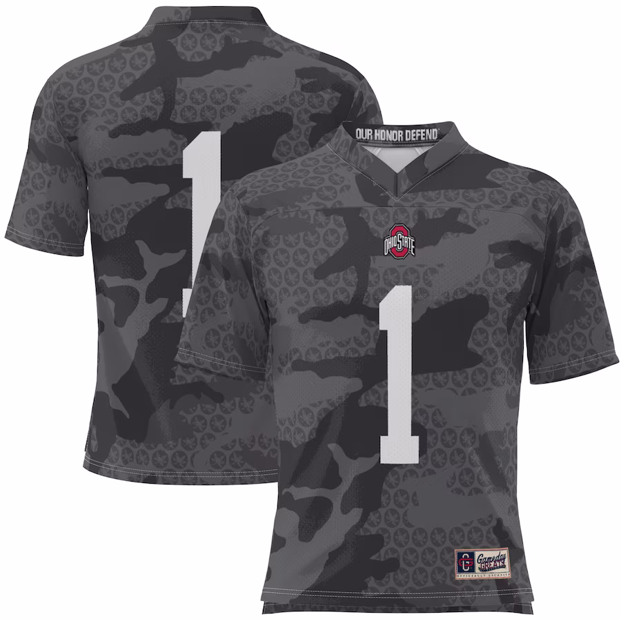 #1 Ohio State Buckeyes GameDay Greats Youth Camo Football Jersey - Black - Jersey