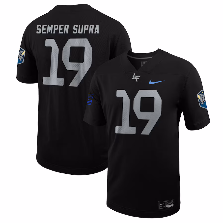 Men's Nike #19 Black Air Force Falcons Space Force Rivalry Alternate Game Football Jersey - Jersey