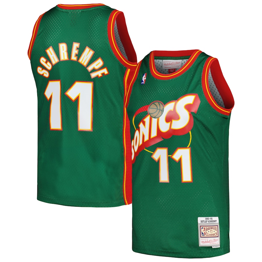 Men's Seattle SuperSonics Detlef Schrempf Mitchell & Ness Green 1995/96 Hardwood Classics Swingman Jersey - Jersey