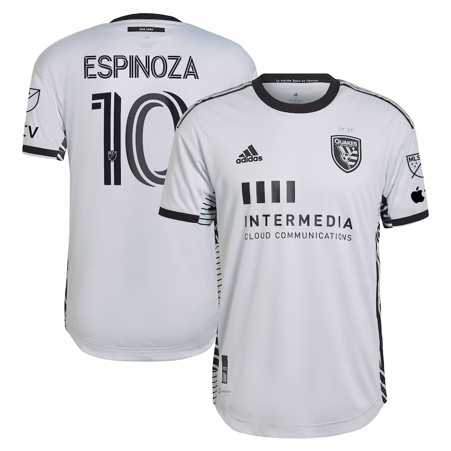 Men's San Jose Earthquakes Cristian Espinoza adidas Gray 2023 The Creator Kit Authentic Player Jersey - Jersey