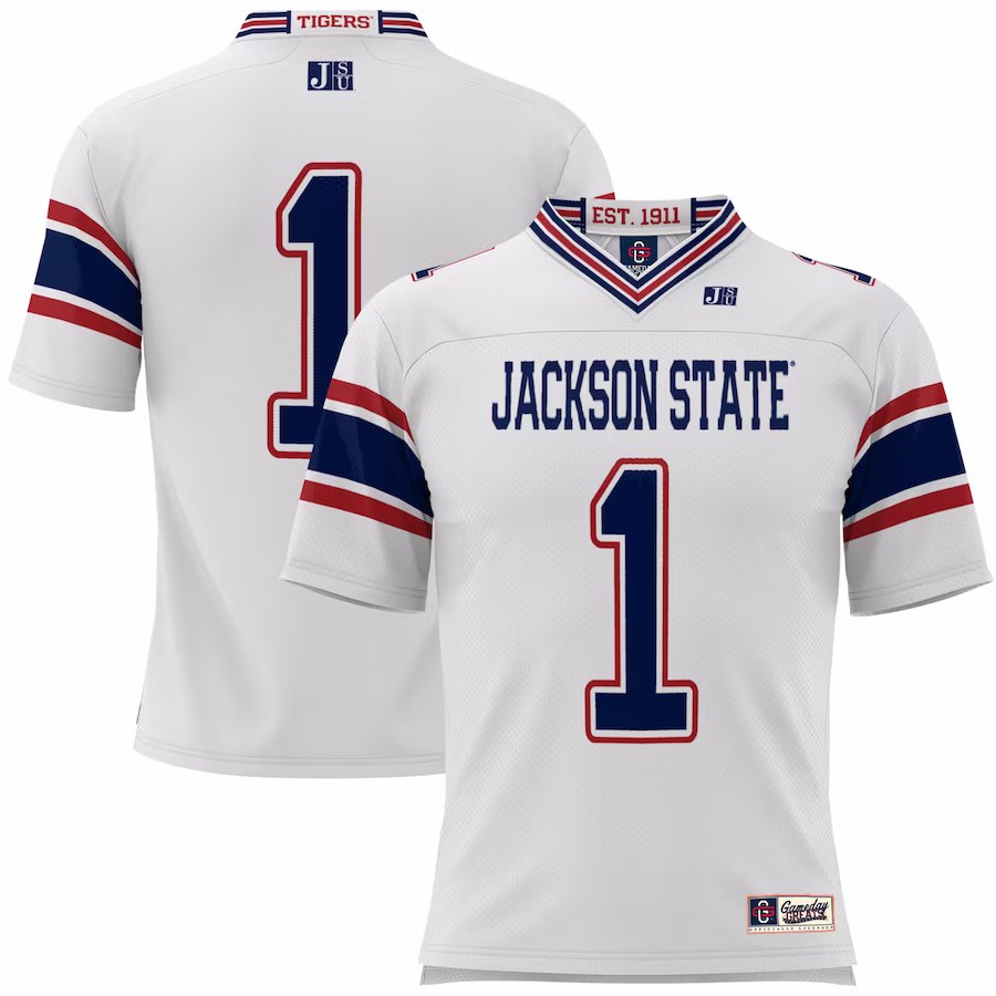 #1 Jackson State Tigers GameDay Greats Youth Football Jersey - White - Jersey