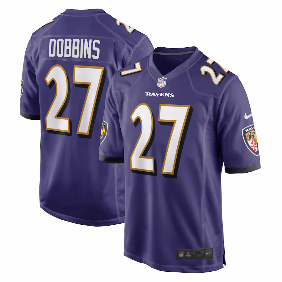Men's Baltimore Ravens J.K. Dobbins Nike Purple Game Team Jersey - Jersey