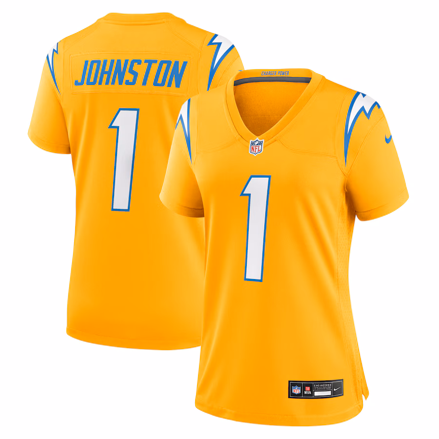 Women's Los Angeles Chargers Quentin Johnston Nike Gold Alternate Charger Power Game Jersey - Jersey