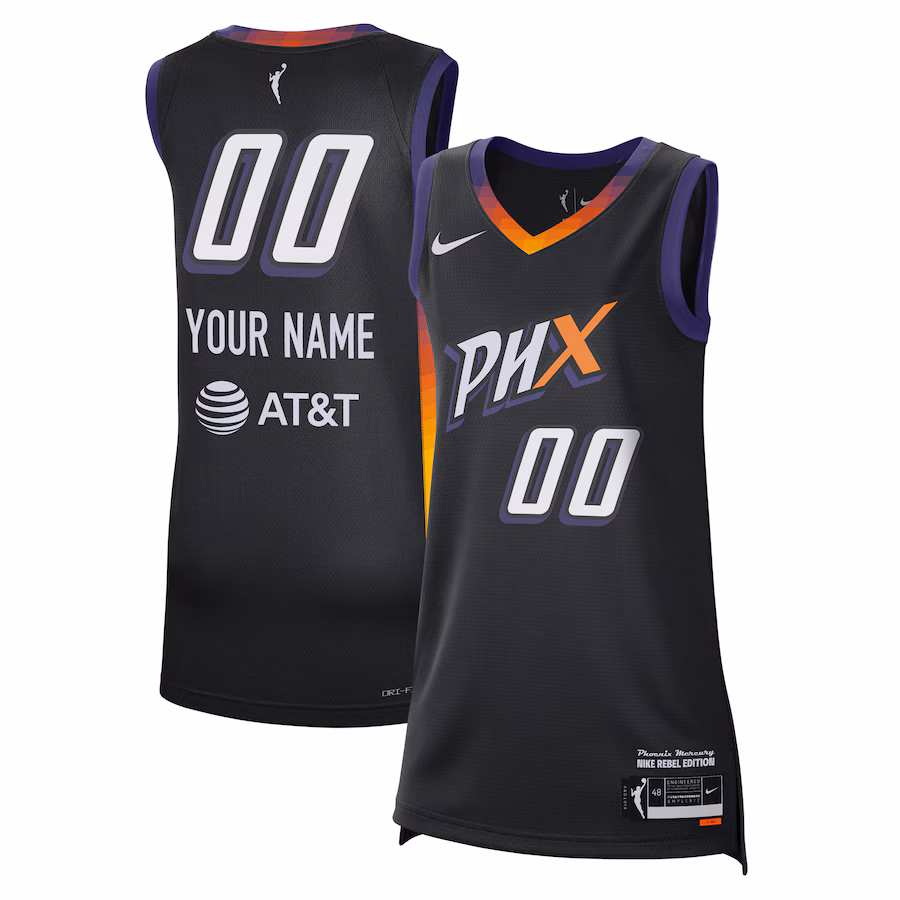 Unisex Phoenix Mercury  Nike Black 2024 Rebel Edition Custom Jersey - Jersey