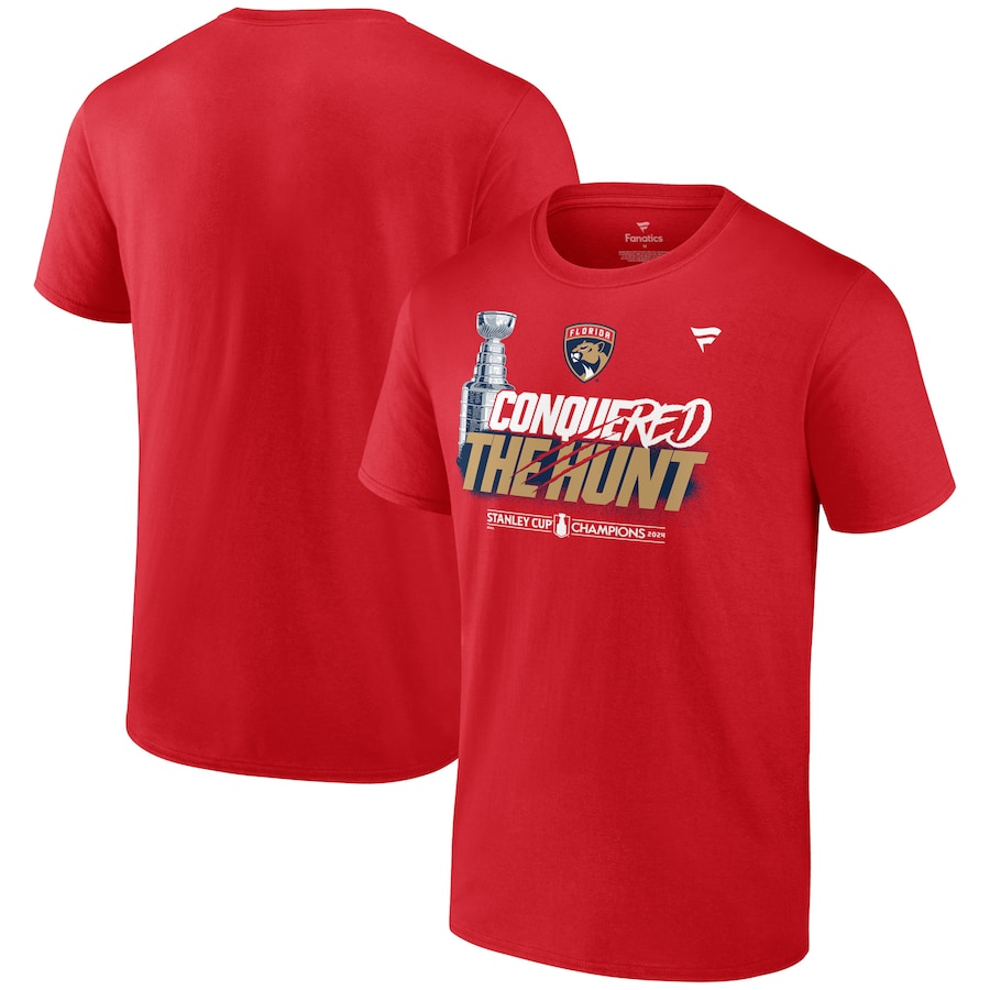 Men's Florida Panthers Fanatics Red 2024 Stanley Cup Champions Celebration T-Shirt - Jersey