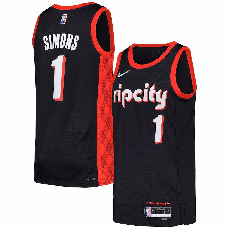 Men's Portland Trail Blazers Anfernee Simons Nike Black Swingman Player Jersey - City Edition - Jersey
